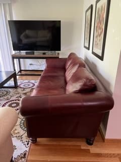 Large Cherry Brown Leather Sofa 2