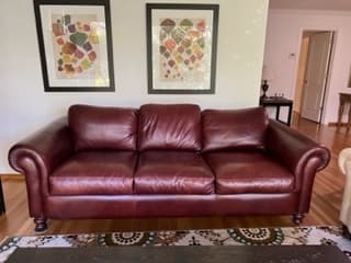 Large Cherry Brown Leather Sofa 3