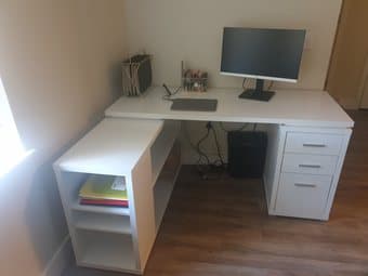 White L-Shaped Desk and Chair 1