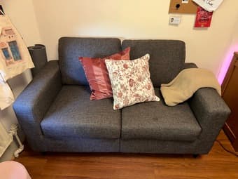 Loveseat (2 Seater, Gray Linen, Great Condition!) 1