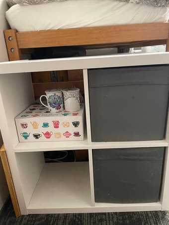 IKEA Kallax shelves grey and white 2