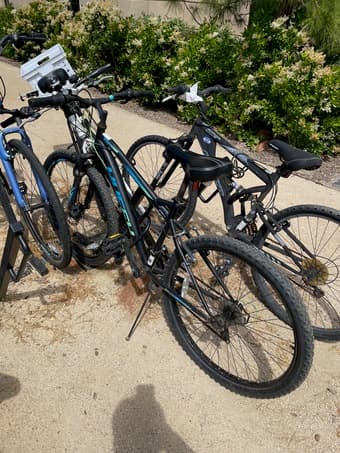 Mountain Bike with helmet and u lock 1