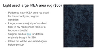 graduation moveout sale (monitor, area rug, books, shoes, + more) 3
