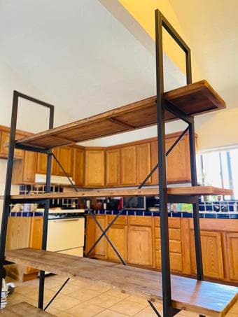 Hard wood Industrial Design Bookshelf with metal frame 1