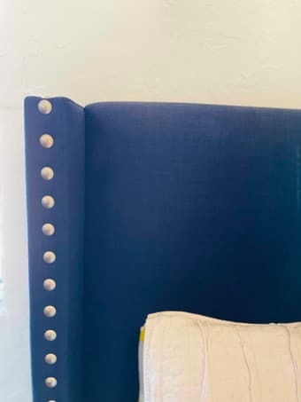 Queensize premium blue bed with golden studs + twin box set 3