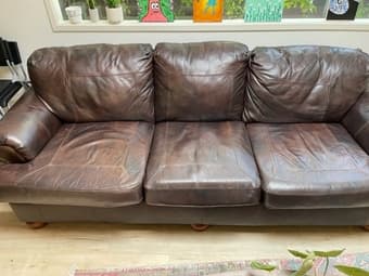4 person brown leather couch 1