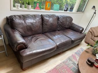 4 person brown leather couch 2