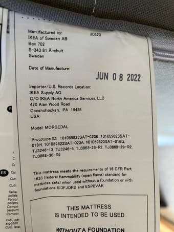 Hemnes queen bed, mattress, and pillows 2