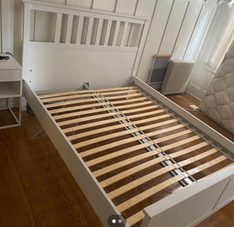White Bed Frame (Queen) & Free Mattress 2