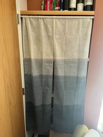 Curtain + Rod to cover shelves - adjustable 24-36" Width 1