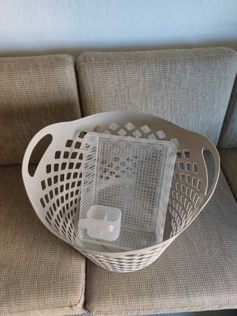 Bathroom toiletries basket + cotton bud holder + laundry basket 1