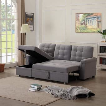 Sectional sofa, can become a sleeper/bed and has storage space 1