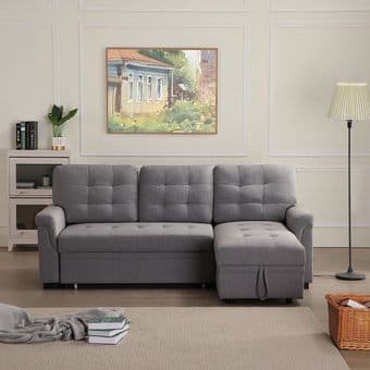 Sectional sofa, can become a sleeper/bed and has storage space 2
