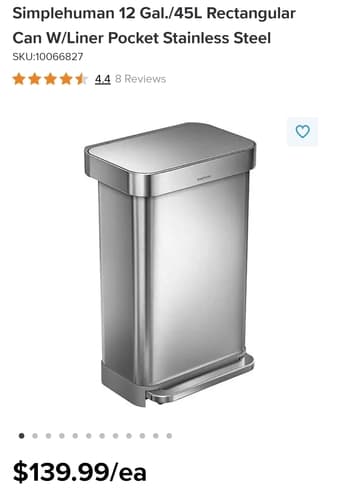 Rectangular Trash Can simplehuman 45L 1