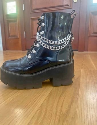 black platform boots, size 8 1