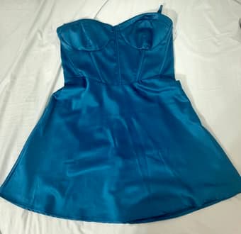 NEW blue satin corset minidress (M) 2