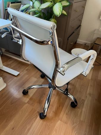 White leather desk chair 2