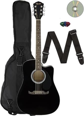 New Fender FA-125CE Dreadnought Cutaway Acoustic-Electric Guitar-Black 1