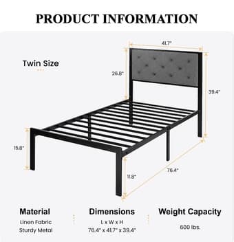 STYLISH TWIN BED FRAME- (Brand New) (Still in Original Packaging) 1