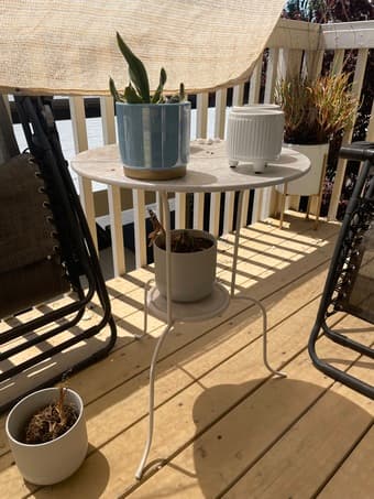 MOVING! Round White Outdoor Table 1