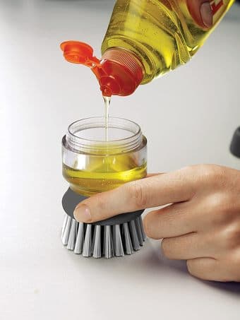 Joseph Joseph Palm Scrub Dish Brush Soap Dispensing Set with Holder 3