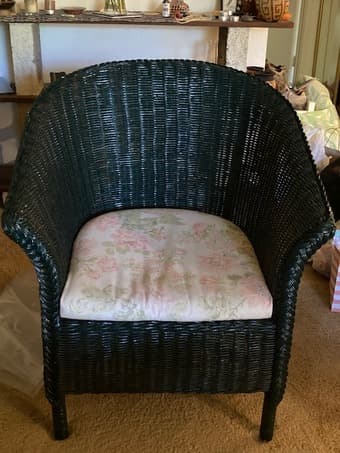 green wicker rattan living room SET (chair x2, side & center table) 1