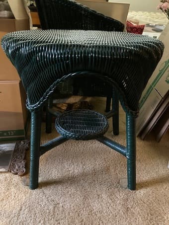 green wicker rattan living room SET (chair x2, side & center table) 2