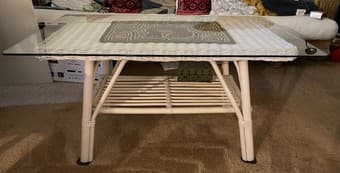 green wicker rattan living room SET (chair x2, side & center table) 3