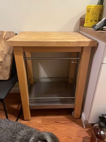Rolling Kitchen Island with Butcher Block and Shelf 1