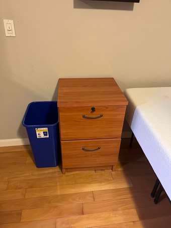 Standing lamp, Drawer night stand and Shoe storage bench for sale 1