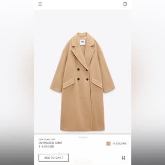 Zara Brand New Oversize Coat Taupe Brown - XS (fits S) - bought $119 1