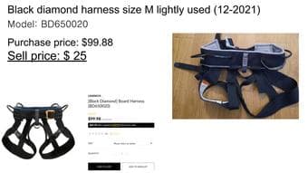 Black diamond harness size M lightly used (12-2021) 1