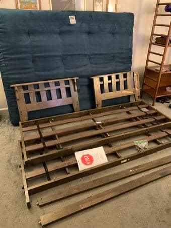 Full Size Futon Frame with Innerspring Navy Mattress Sofa Bed 3