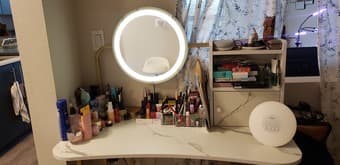 Industrial modern white and gold vanity with lighted mirror AND stool 2