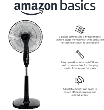 Amazon Basics Oscillating Dual Blade Standing Pedestal Fan with Remote 2
