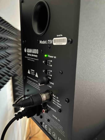 2 ADAM Audio T5V 5 inch Powered Studio Monitors + Stands 3