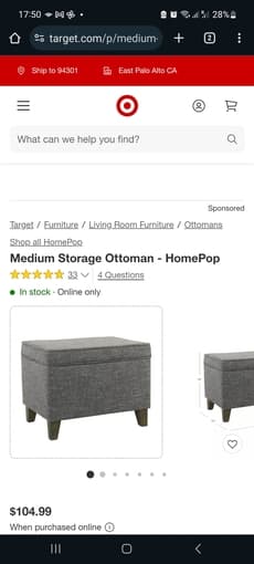Ottoman Storage 24" 1