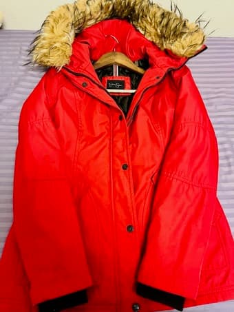 Very new bright red woman's winter jackets 1