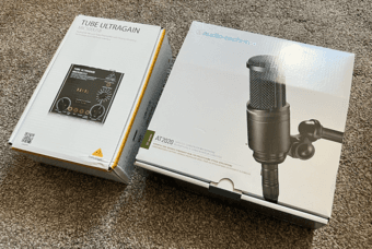 Audio Technica Condenser Microphone with Behringer Pre-amp (USB-A) 1