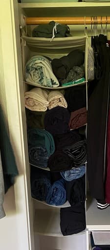 Tan Hanging Closet Organizer (5-Compartments) 2