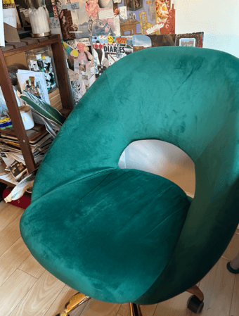Green velvet office chair 2