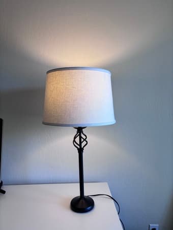 bed, mattress, chair, vaccum, lamp 1