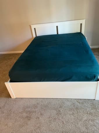 Queen bed with Allswell Luxe mattress 2