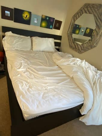 Queen Bed (frame/headboard, bed slats, and mattress) 2