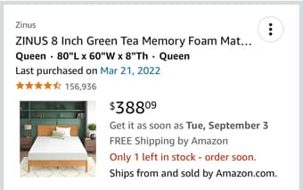 Queen Mattress and Queen bed frame - Zinus 1