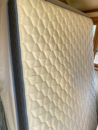 full size hadwood bed, box and mattress 3