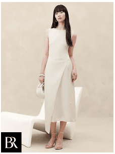 Banana Republic Cece Knit Wrap Dress (M | Cream White) 1