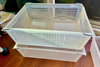 Set of 3 Stackable Plastic Storage Baskets - great for under bed! 1