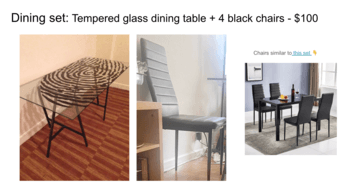 Dining table, Mirror, Cube storage shelves, chairs and more 1