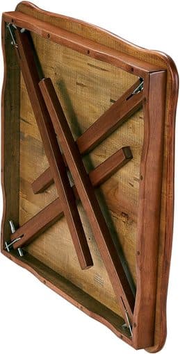 Solid Wood Dining Table - Scalloped Edge Compact Folding Legs 1